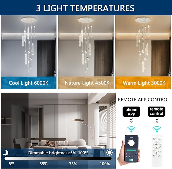 13-Light Long Large Modern Led Crystal Chandeliers Modern Spiral Chandeliers High Ceilings Chandelier for Staircase Foyer Chrome