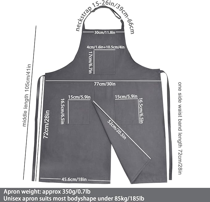 Molaxhome Split Apron with 3 Pockets,Unisex Pottery Apron with Adjustable Strap for Kitchen Ceramics