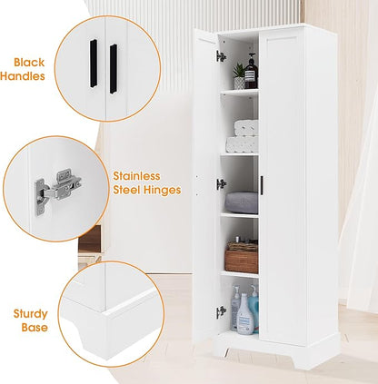 Favfurish 70" Tall Bathroom Storage Cabinet with Doors,Modern Linen Cabinets w/Adjustable Shelves & Anti-Tipping Device,Easy Assembly,Freestanding Organizer for Dining Room,Kitchen,Office,White
