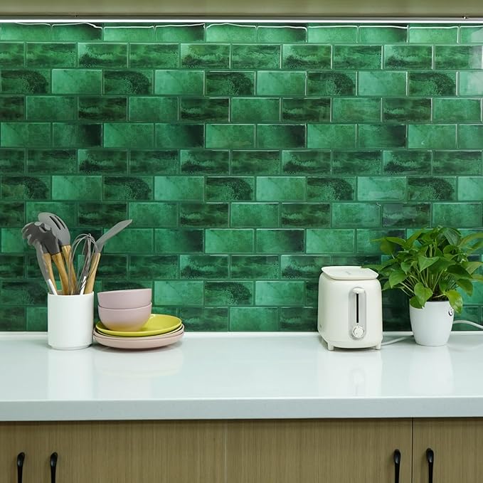 STICKGOO 10-Sheet Subway Tile Peel and Stick Backsplash, Self Adhesive Vinyl Wall Tiles, Stick on Backsplash for Kitchen and Bathroom(Thicker Design)