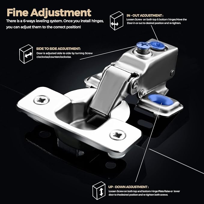 Ravinte 20 Pack 10 Pairs Short Arm Kitchen Cabinet Hinges for 5/8 Inch Overlay Cabinet, Brushed Nickel 105 Degree Opening Angle Hinges, Soft Close Concealed with Mounting Screws for Face Frame Door