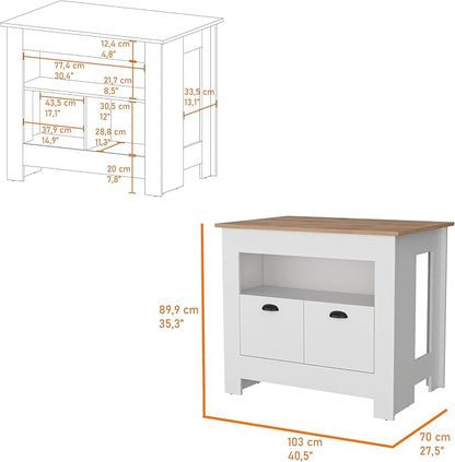 GOWE White 2-Door Kitchen Island
