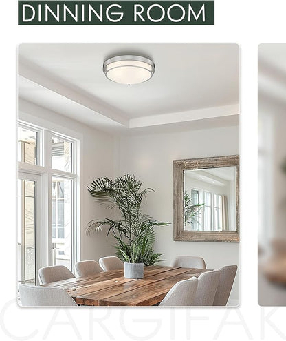 16 inch Close to Ceiling Light Fixtures, Brushed Nickel Farmhouse Ceiling Light with 3 Light for Laundry Kitchen Bedroom Bathroom, CL4822-3W-BN