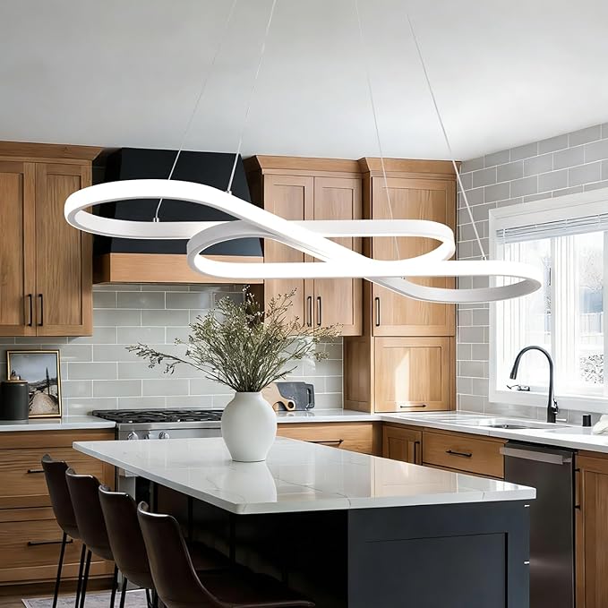 Led Pendant Light for Kitchen Island Lighting Modern Chandelier for Dining Room Light Fixture Dimmable with Remote Control 3000K-6500K Color Changing
