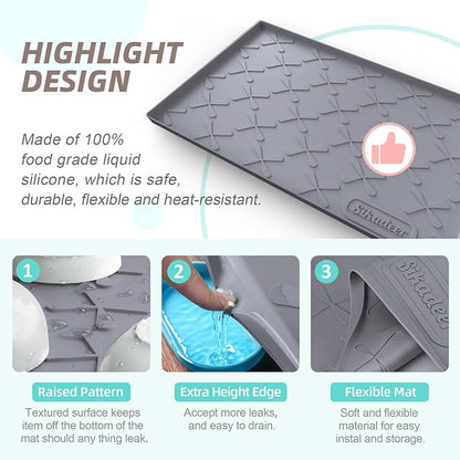 SIKADEER Waterproof Under Sink Mat 22x19, Raised Edge Silicone Mat Under Sink Shelf Liner, Sink Protector Kitchen Cabinet Tray for Bathroom Vanity and Small Cabinets, Cat Food Mat