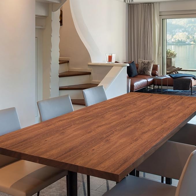 17.7" X 394" Peel and Stick Wood Grain Contact Paper Brown Wooden Look Wallpaper Self-Adhesive Decorative Wood Wallpaper Removable Vinyl Film Easy to Apply for Old Furniture Kitchen Cabinets