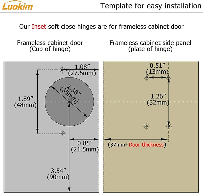 20 Pack Inset Soft Close Cabinet Hinges, Frameless European Kitchen Cabinet Hinges 35mm Cup Clip-On 3D Adjustment Concealed Cabinet Door Hinges Nickel Plated Finish
