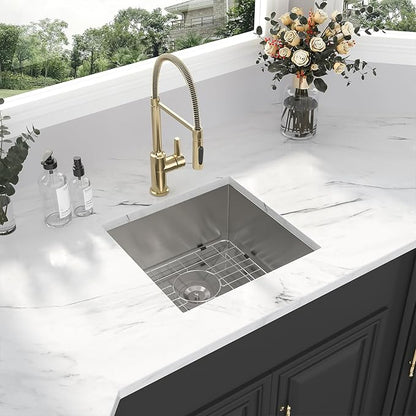 Kichae Undermount Bar Sink 17x17 inch Undermount Sink Stainless Steel Small Bar Prep 16 Gauge Deep Single Bowl RV