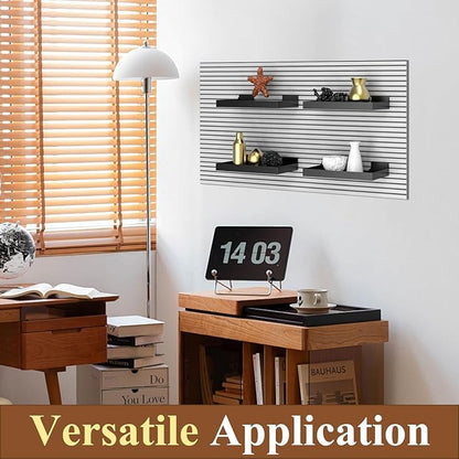 2 Pcs 16X8 Inch Slatwall Shelves, Heavy Duty Slatwall Baskets, Metal Slat Wall Shelves Accessories, Metal Retail Display for Storage and Organization, Black