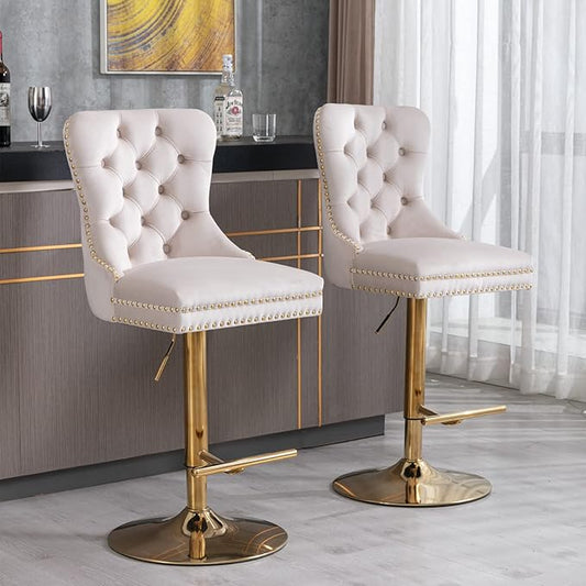 Modern Dining Chair Mid-Century Kitchen Table and Chairs with Sturdy Stable Base, Easy Assembly Luxury Furniture for Dining Room, Home Pub and Kitchen Island,Beige-Foam-setof2
