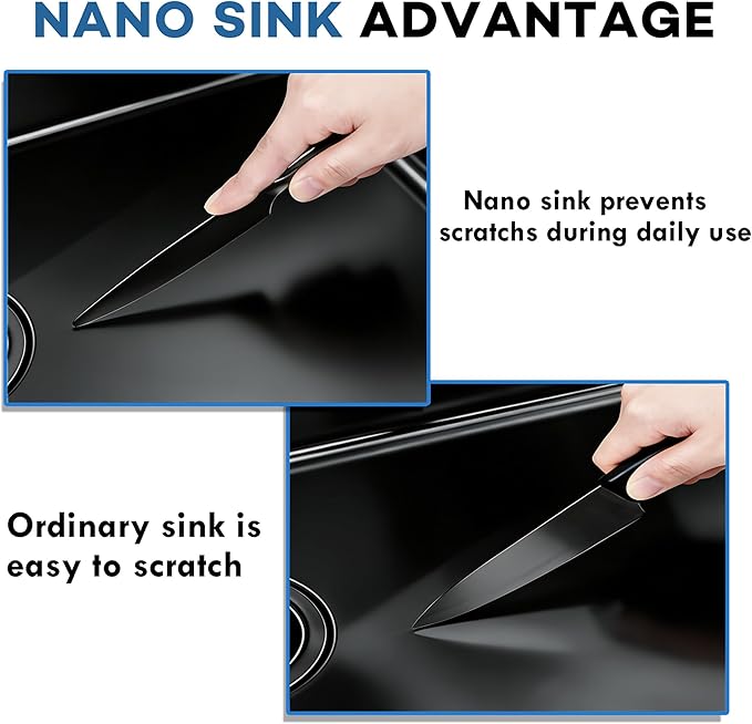 32 Inch Black Sink Undermount Double Bowl, 16 Gauge 50/50 Double Bowl Stainless Steel Workstation Sink, 32"x19"x10" Large and Deep Kitchen Sink With Accessories