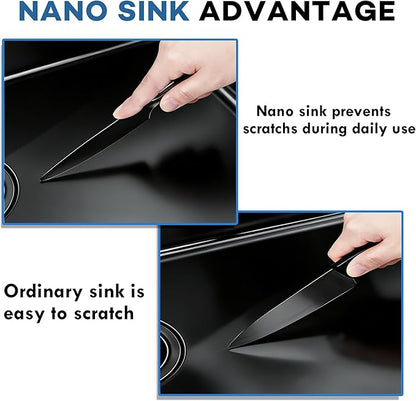 32 Inch Black Sink Undermount Double Bowl, 16 Gauge 50/50 Double Bowl Stainless Steel Workstation Sink, 32"x19"x10" Large and Deep Kitchen Sink With Accessories