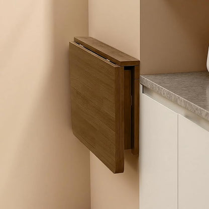 MM MELISEN Wall Mounted Desk - 32x24 Inch, Walnut Finish Solid Wood Desk for Bedroom Office or Laundry Room. Folds Down for laptops, up for Space. Ideal for Apartments, dorms, and Small Homes