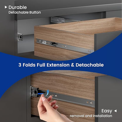 LONTAN 4 Pairs 12 Inch Heavy Duty Soft Close Drawer Slides - 100LB Load Capacity Full Extension Drawer Glides Side Mount Ball Bearing Dresser Cabinet Rails with Screws