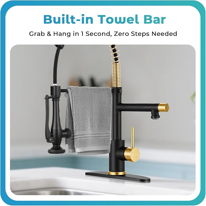 Kitchen Faucet with Pull Down Sprayer - Brushed Nickel Single Handle Commercial Kitchen Faucets, 2-Spout Stainless Steel Spring Pull Out Kitchen Sink Faucet 1/3 Hole with Deck Plate