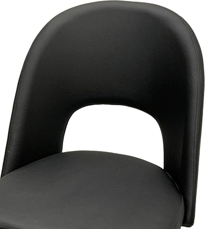 Sunset Trading Mia Faux Leather Dining Chair | Polished Chrome Silver Tapered Legs | Black Padded Seat with Arched Open Back | Set of 2 | Contemporary, Mid-Century Modern Kitchen Sidechairs