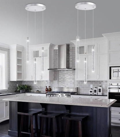 3-Lights Modern Crystal Chandelier Pendant Lights for Kitchen Island LED Dimmable Light fixtures Adjustable Hanging Ceiling for Dining Room Hallway 3000K 6000K