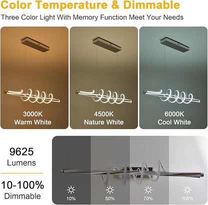 Elegant Led Chandelier,Dimmable Modern Chandelier Led Pendant Light,Gold Dining Room Chandelier Light Fixture for Kitchen Island Lighting with Remote