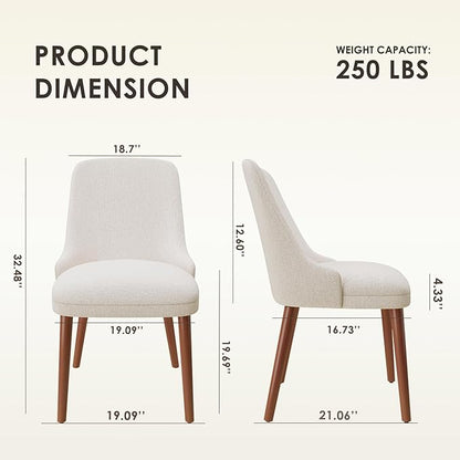 MALOL Dining Chairs Set of 2, Upholstered Dining Room Chair with Wood Legs, High-Back Padded Kitchen Chairs for Dining Room/Restaurant/Cafe, Beige