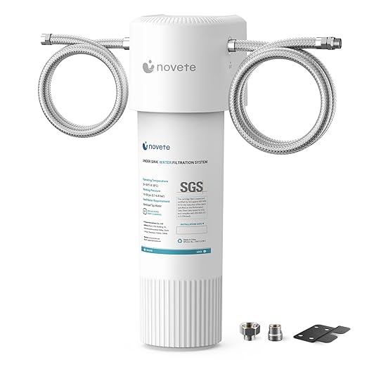 NOVETE Under Sink Water Filter UWF0A‑PC, NSF/ANSI 42 & 372 Certified, Reduces 99.5% Chlorine, Lead, PFOA/PFOS, Bad Taste, Direct Connect to Kitchen Faucet, 30K Gallons, USA Tech, White