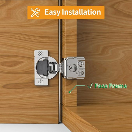 Chibery 6 Pack 1-3/8" Overlay 3D Soft Close Concealed Hinge for Face Frame Door, Smooth Slow Self Closing Hinges, Satin Nickel, Hidden 105° Open Angle Stainless Steel Hinge for Kitchen Cabinet Door