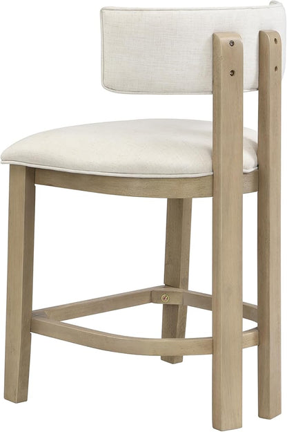 Christopher Knight Home Minso Bar Table and Chairs Set of 2, 3 Piece Bar Table Set with Upholstered Counter Stool, Rubberwood Counter Height Dining Set for 2, Light Ash+Beige