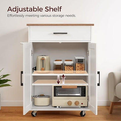 MAHANCRIS Kitchen Island on Wheels with Drop Leaf, Folding Countertop Kitchen Island Cart, Kitchen Island Table with Towel Rack, Drawer, for Kitchen, Dining Room, White and Walnut KIBZ12501