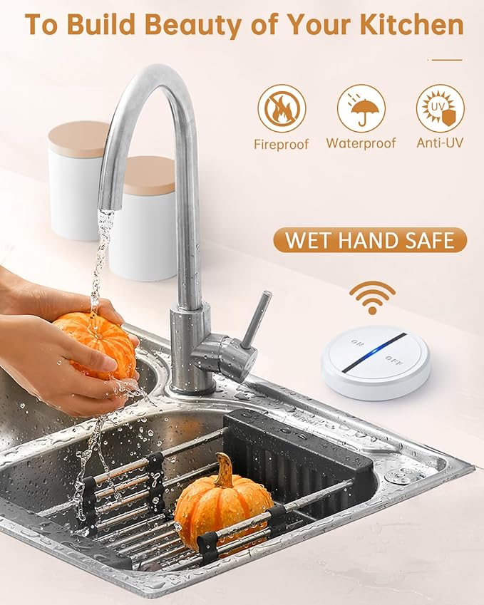 Garbage Disposal Wireless Switch Kit, Remote Control Outlet, Garbage Disposal Button, Remote Control Outlet Plug, 15A/1500W with 4000V Anti-Surge, 500 Feet RF Range, Garbage Disposal Switch