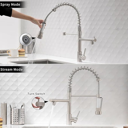 AIMADI Kitchen Faucet with Pull Down Sprayer,Commercial Stainless Steel Pull Down Sprayer Kitchen Faucet Single Hole Single Handle RV Laundry Outdoor Kitchen Sink Faucets