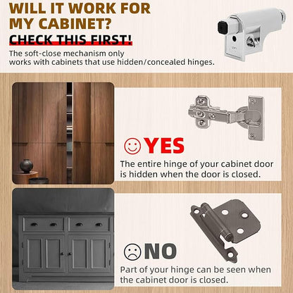 10 Pcs Soft Close Cabinet Door Damper, Soft Close Dampers for Cabinet Doors/Wardrobe/Kitchen/Bookcases, Hydraulic Cabinet Buffer Damper, Silent Door Closing, with self-Closing Mechanism