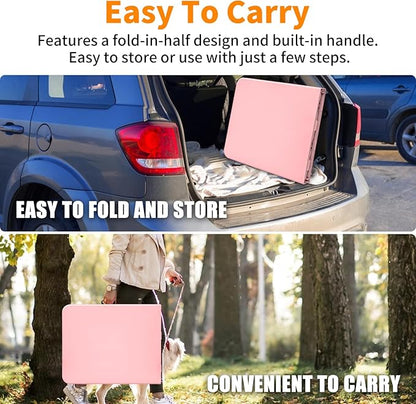 6 FT Folding Table with Carry Handle, Portable Fold-in-Half Plastic Table, Rectangle Foldable Table for Indoor/Outdoor Beautiful Pink