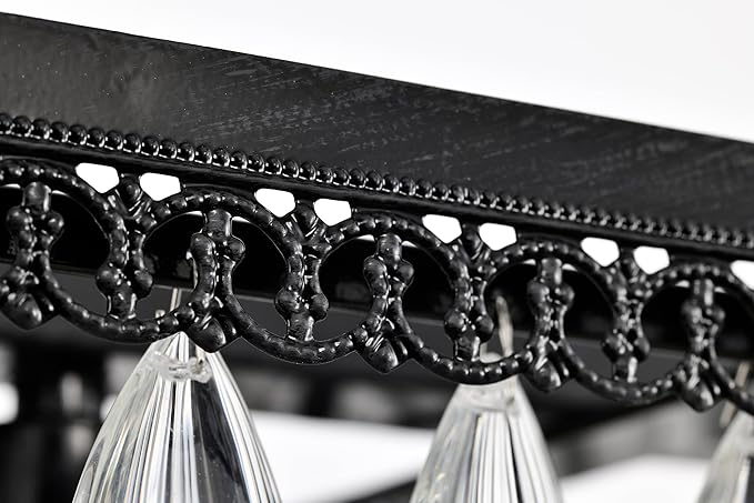 Edvivi Rectangular Linear Crystal Chandelier 40 in. W, 6 Lights Luxury Glam Adjustable Ceiling Lighting Fixture with 4 Rows of Teardrop Crystals for Living Dining Room Kitchen Island, Antique Black