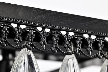 Edvivi Rectangular Linear Crystal Chandelier 40 in. W, 6 Lights Luxury Glam Adjustable Ceiling Lighting Fixture with 4 Rows of Teardrop Crystals for Living Dining Room Kitchen Island, Antique Black