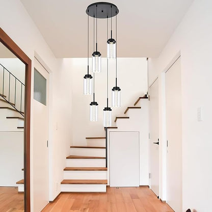 MELUCEE Modern LED Pendant Light Fixtures 6-Light Pendant Lights Kitchen Island with 3000K-6000K Adjustable Color Temperature Black Ceiling Hanging Lamp for Dining Room Bedroom Kitchen Island