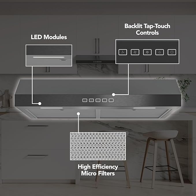 Broan-NuTone 30-Inch Under Cabinet Range Hood, ENERGY STAR, 350 Max Blower CFM, Black Stainless Steel