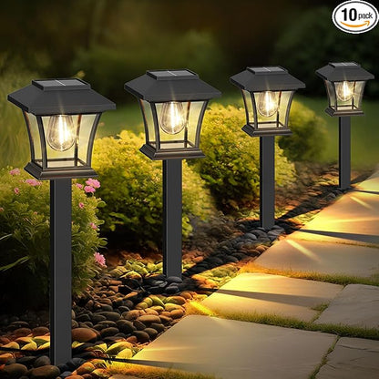 Sparkblaze 10 Pack Solar Pathway Lights Outdoor, LED Solar Yard Lights Dusk to Dawn Solar Garden Lights for Lawn, Walkway, Path & Landscape Lighting. (10, Warm White)