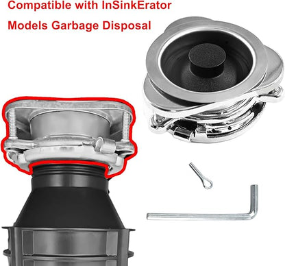 Garbage Disposal Flange Kit and Stopper for InSinkErator,3 Bolt Mount Stainless Steel Kitchen Sink Flange Parts with Stopper Compatible with InSinkErator Models Garbage Disposal(114mm)