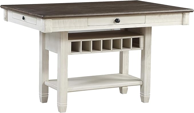 Lexicon Saratoga 5-Piece Counter Height Dining Set, Rosy Brown/Antique White