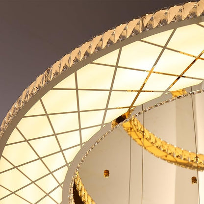 HAIXIANG 48 inch Large Size Glam Chandelier Crystal Ceiling Light for Living Room Chandeliers Lighting Fixtures with Remote Dimmable LED Light,Gold Luxury Interior Light