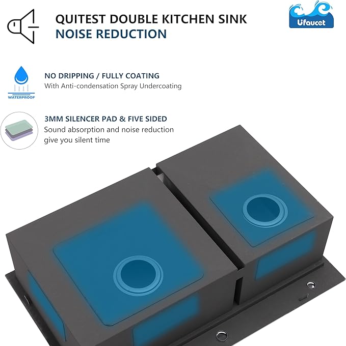 60/40 Drop In Double Bowl Kitchen Sink Black, 33x22 Inch Gunmetal Black Drop In Kitchen Sink Ledge Workstation 16 Gauge Stainless Steel Topmount Dual Basin with Cutting Board