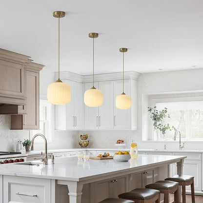 White Milk Glass Pendant Lights Antique Brass Ceiling Lights Brushed Gold Pendant Lights Set of 2 Modern Glass Hanging Light Fixture Small White Pendant Light