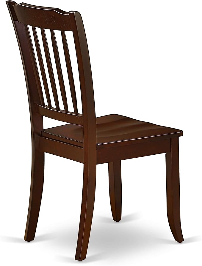 East West Furniture DAC-MAH-W Danbury Dining Room Chairs - Slat Back Solid Wood Seat Chairs, Set of 2, Mahogany