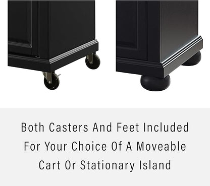 Crosley Furniture Alexandria Stainless Steel Top Rolling Kitchen Island Storage Cart, Spice Rack, Black