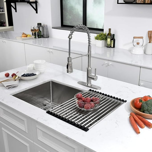 Undermount Kitchen Sink, 28 x 19 Inch Sink Kitchen16 Gauge Stainless Steel Outdoor Laundry Kitchen Sinks Single Bowl