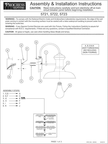 Progress Lighting Brookside Collection 1-Light Outdoor Wall Light, Exterior Wall Lights for Garage Lights, Porch Light, Garages, 12" by 12.375", Copper Finish