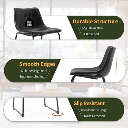NicBex Retro Bar Stools Crazy-Horse Leather with Metal Legs Barstools, Lounge Kitchen Island Bar Stools, Set of 2, (Black Color) (A-GE17022-USSU014)