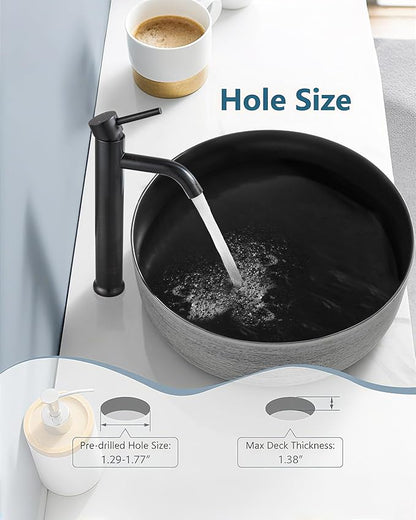 Aolemi Vessel Sink Faucet – SUS304 Stainless Steel Tall Bathroom Faucet,Single Lever Handle,1 Hole Bathroom Faucets with Supply Lines and Pop Up Drain,Oil Rubbed Bronze