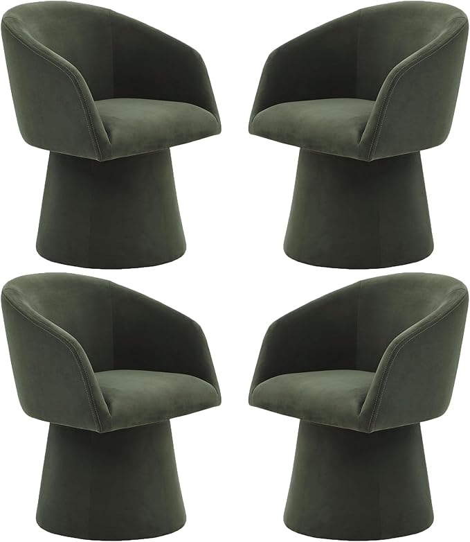 KISLOT Swivel Dining Chairs Modern Accent Armchair Side Deskchair for Diningroom Vanity Bedroom Livingroom Reading Room,Green,4 Box