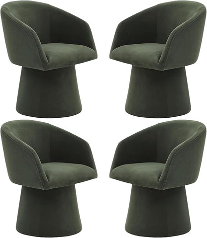 KISLOT Swivel Dining Chairs Modern Accent Armchair Side Deskchair for Diningroom Vanity Bedroom Livingroom Reading Room,Green,4 Box