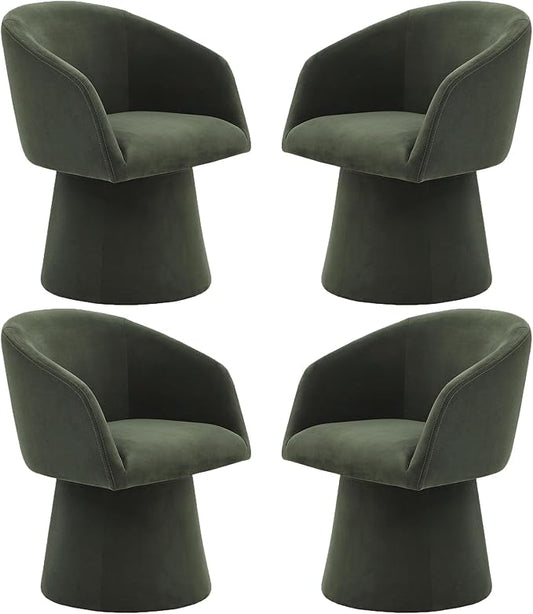 KISLOT Swivel Dining Chairs Modern Accent Armchair Side Deskchair for Diningroom Vanity Bedroom Livingroom Reading Room,Green,4 Box